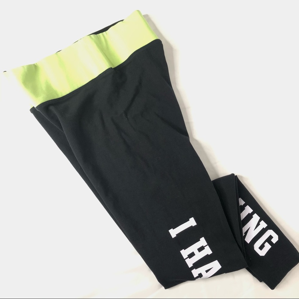 PINK “I Hate Running” Graphics Black Yoga Pants XS - Picture 5 of 12